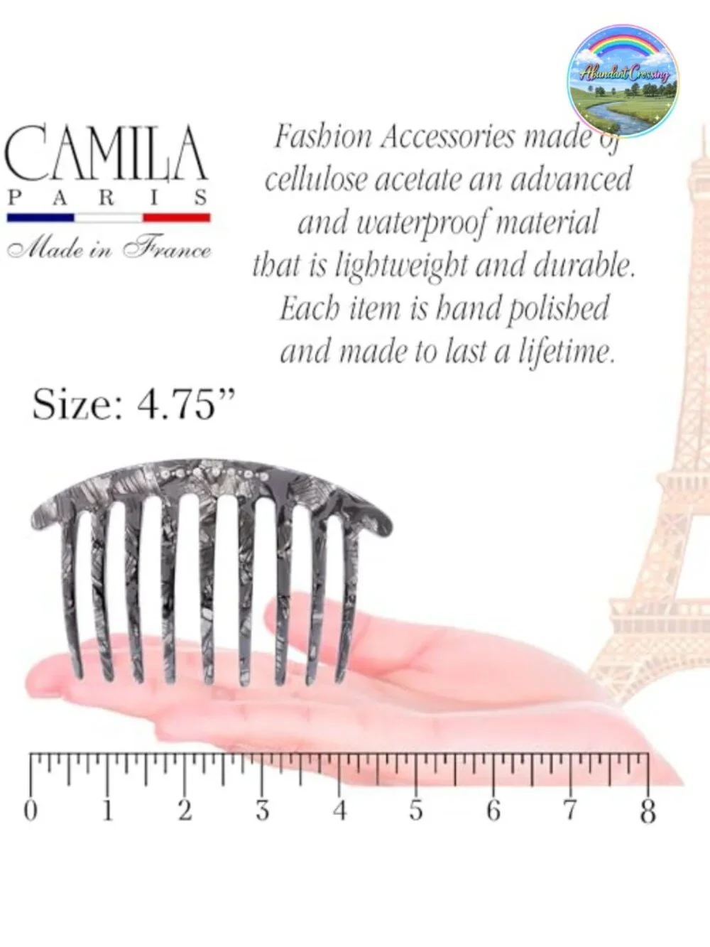 French Hair Combs for Women Cellulose Acetate Strong Hold Side Comb